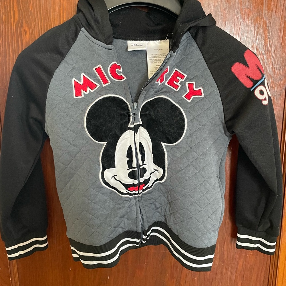 Disney Mickey Mouse Quilted Gray and Black Kids Hoodie